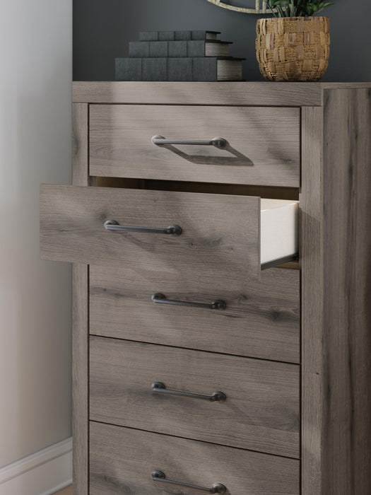 Graystorm Full Panel Storage Bed, Dresser, Mirror, Chest and Nightstand