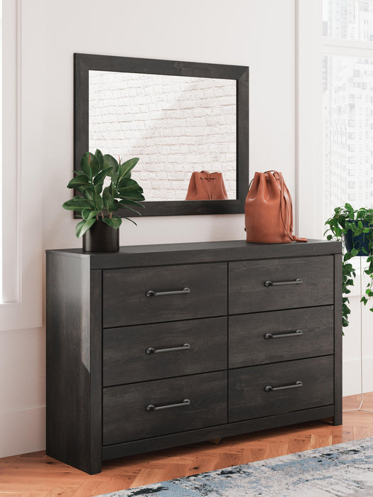 Hollivern King Panel Bed, Dresser, Mirror and Nightstand