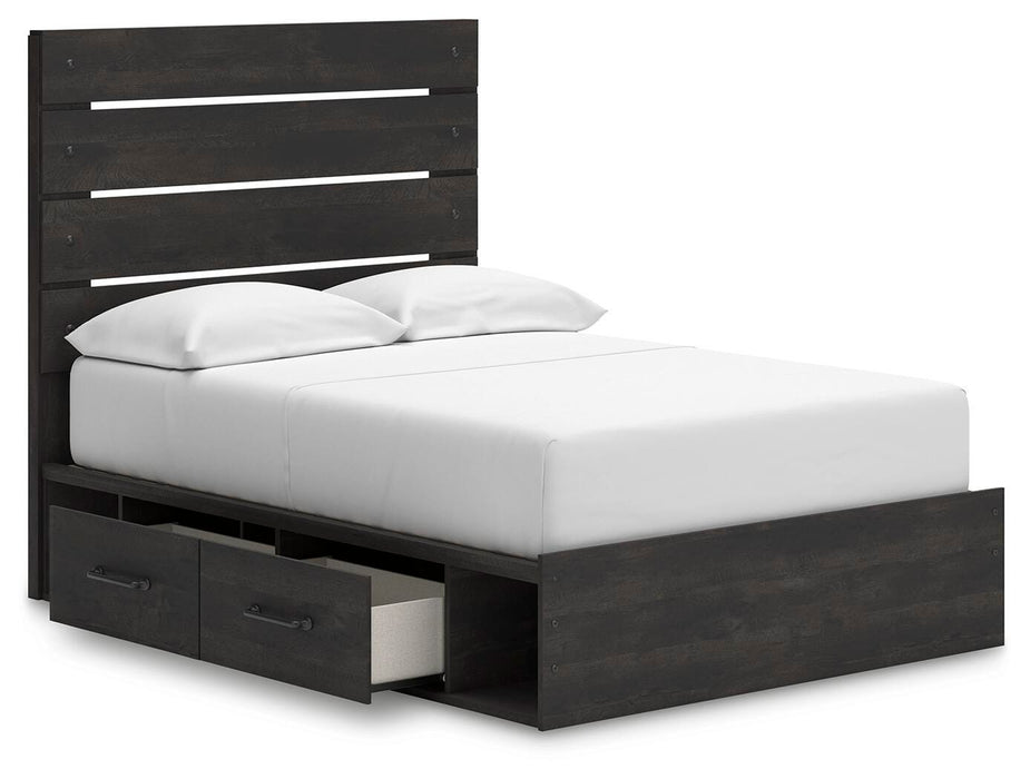 Hollivern Full Panel Bed with Storage, Dresser and Mirror