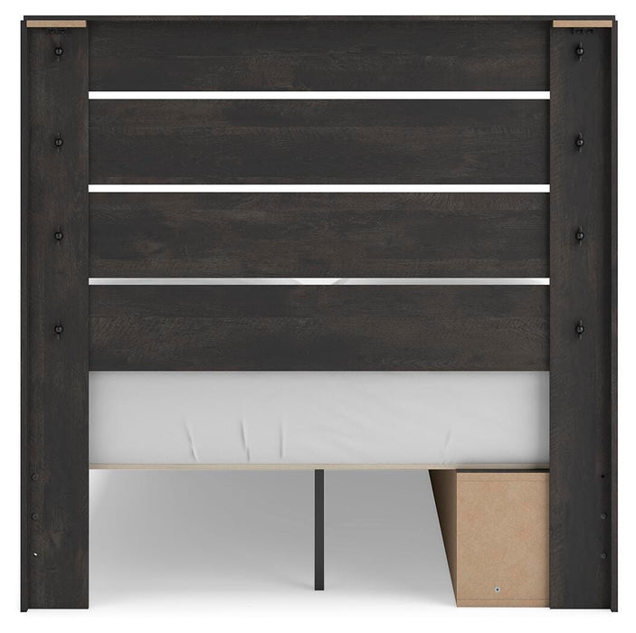 Hollivern Full Panel Storage Bed, Dresser, Mirror and Nightstand