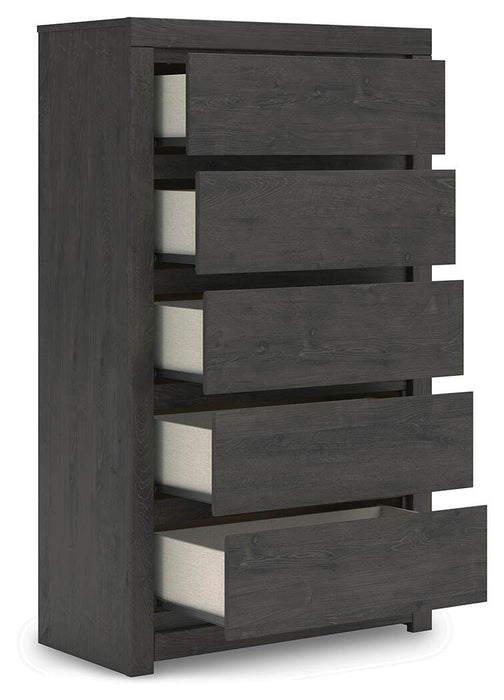 Fraluna Queen Panel Storage Bed, Dresser, Mirror, Chest and Nightstand