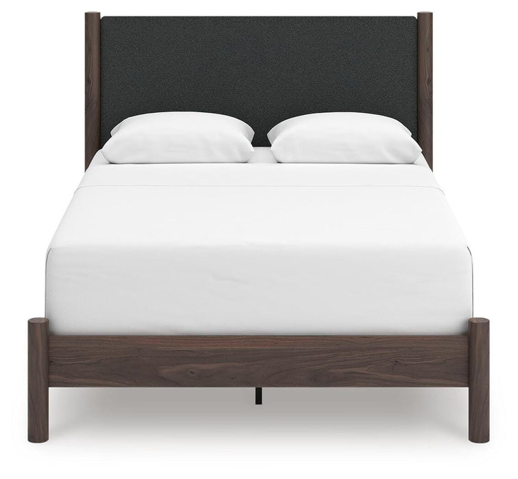 Pamytta Queen Upholstered Panel Bed, Dresser, Mirror, Chest and Nightstand