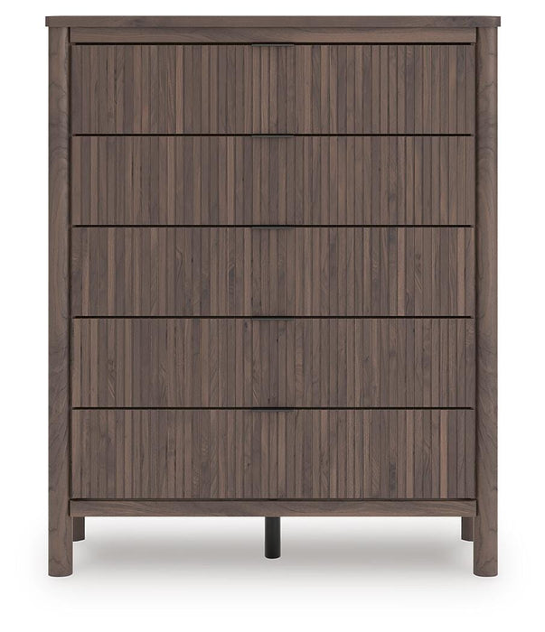 Pamytta King Upholstered Panel Platform Bed, Dresser, Mirror, Chest and Nightstand