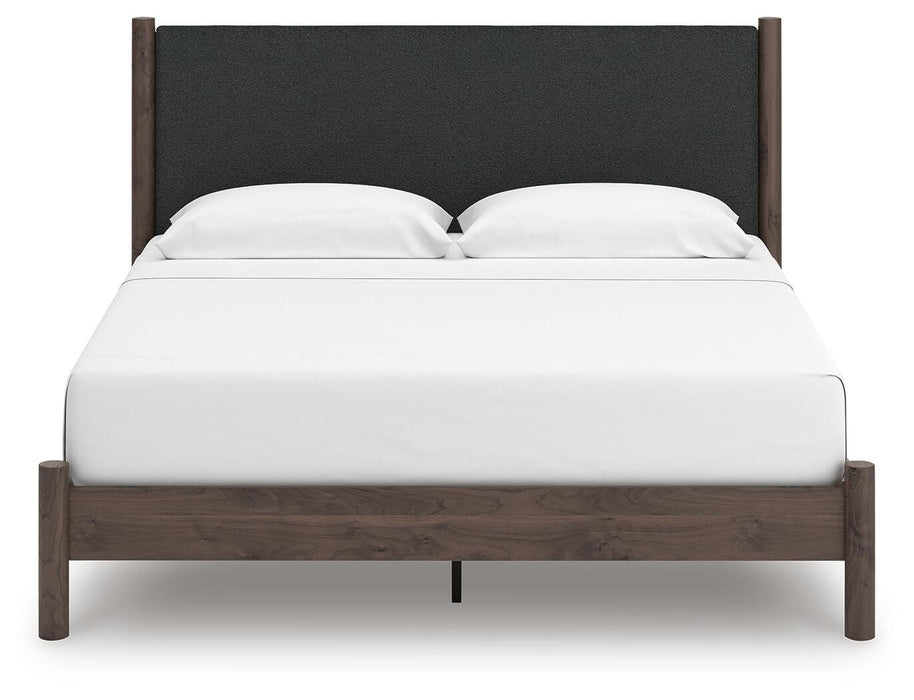 Pamytta King Upholstered Panel Platform Bed, Dresser, Mirror, Chest and Nightstand