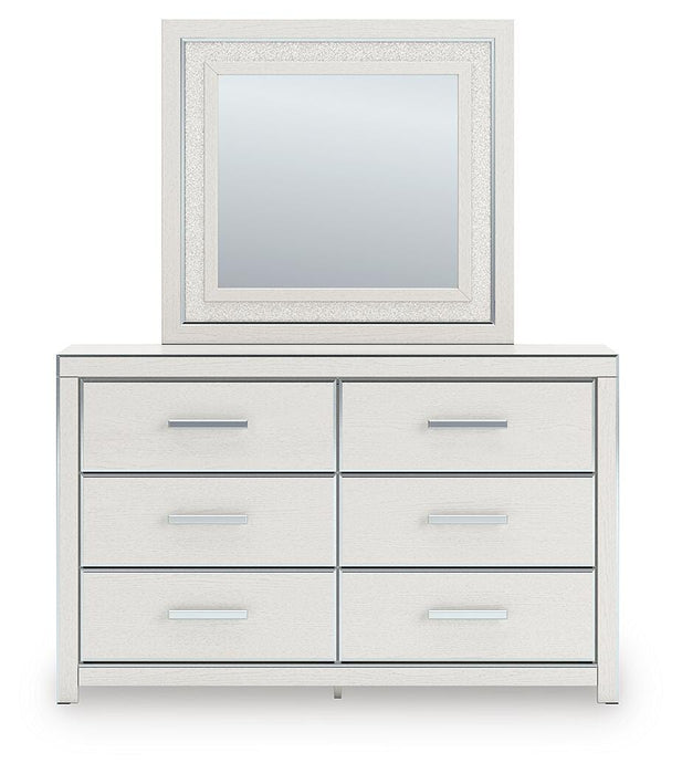 Zuraleus King Upholstered Panel Platform Bed, Dresser, Mirror and Nightstand