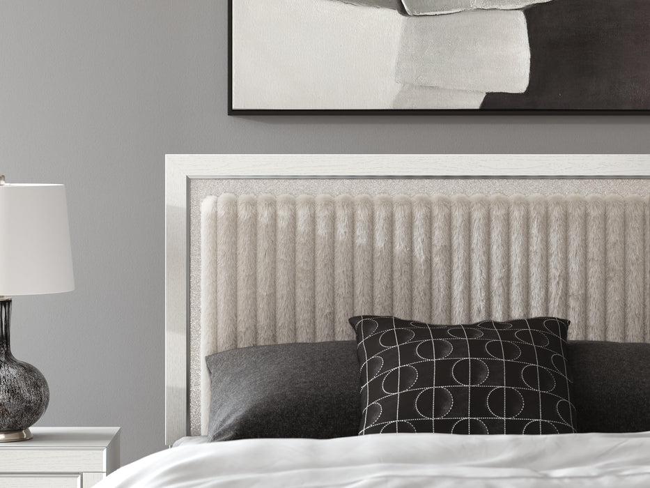 Zuraleus Queen Upholstered Panel Bed, Dresser and Mirror