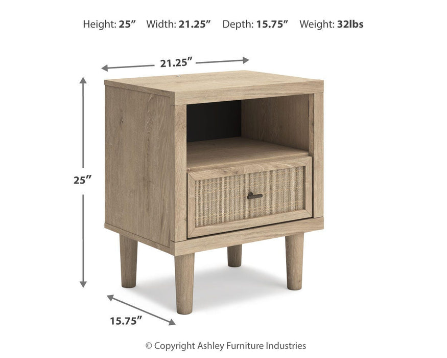 Cielden King Upholstered Bed with Roll Slats, Dresser, Mirror, Chest and Nightstand