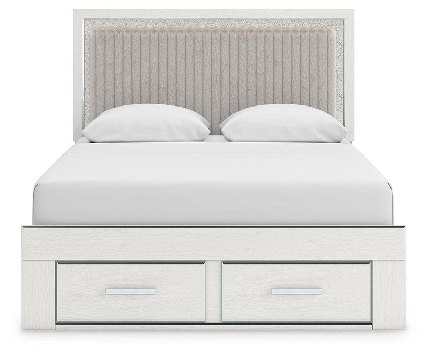 Zuraleus Queen Upholstered Panel Platform Storage Bed, Dresser, Mirror and Nightstand