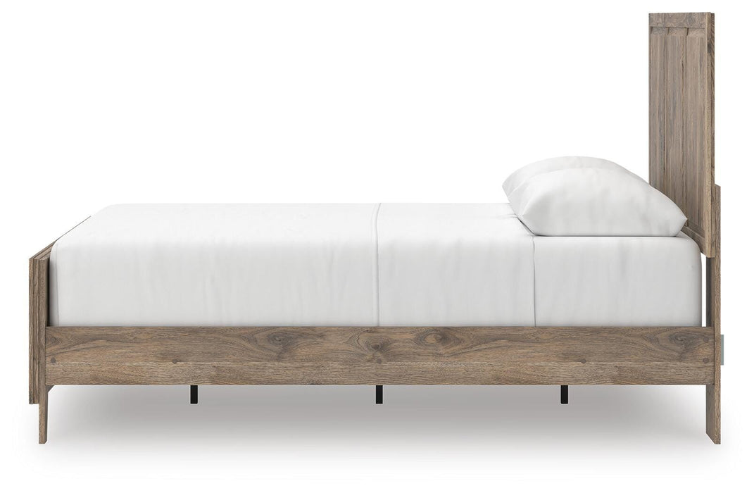 Rusticott Queen Panel Bed with Mirrored Dresser