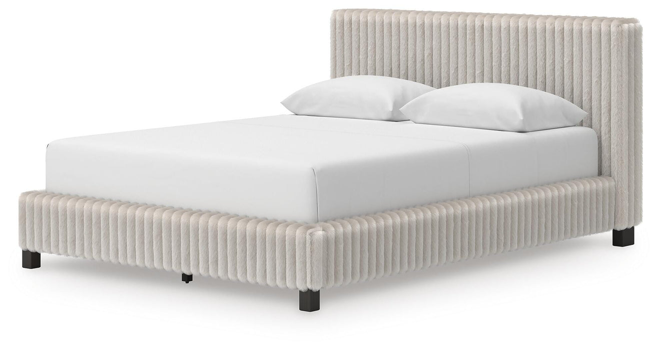 Zuraleus Queen Upholstered Bed, Dresser, Mirror and Nightstand