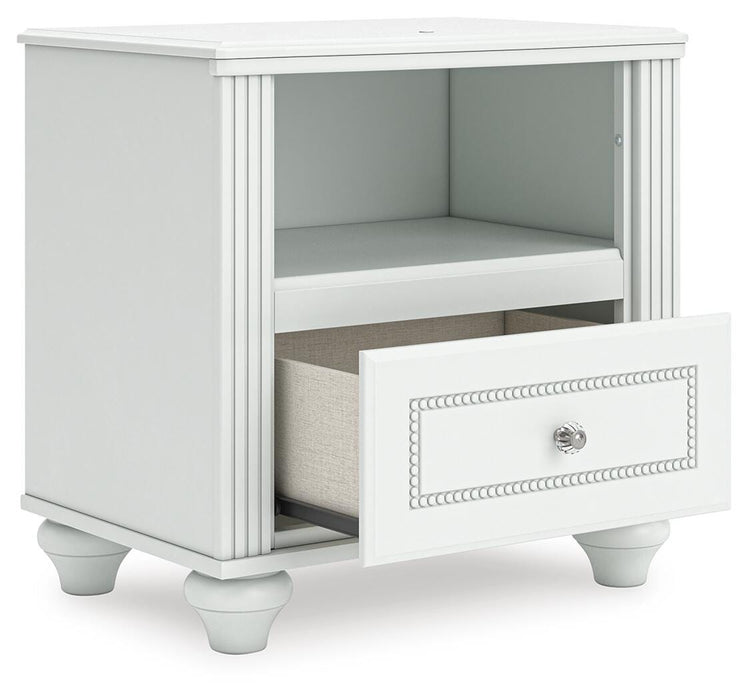 Kozlani Full Upholstered Panel Bed, Dresser, Mirror and Nightstand
