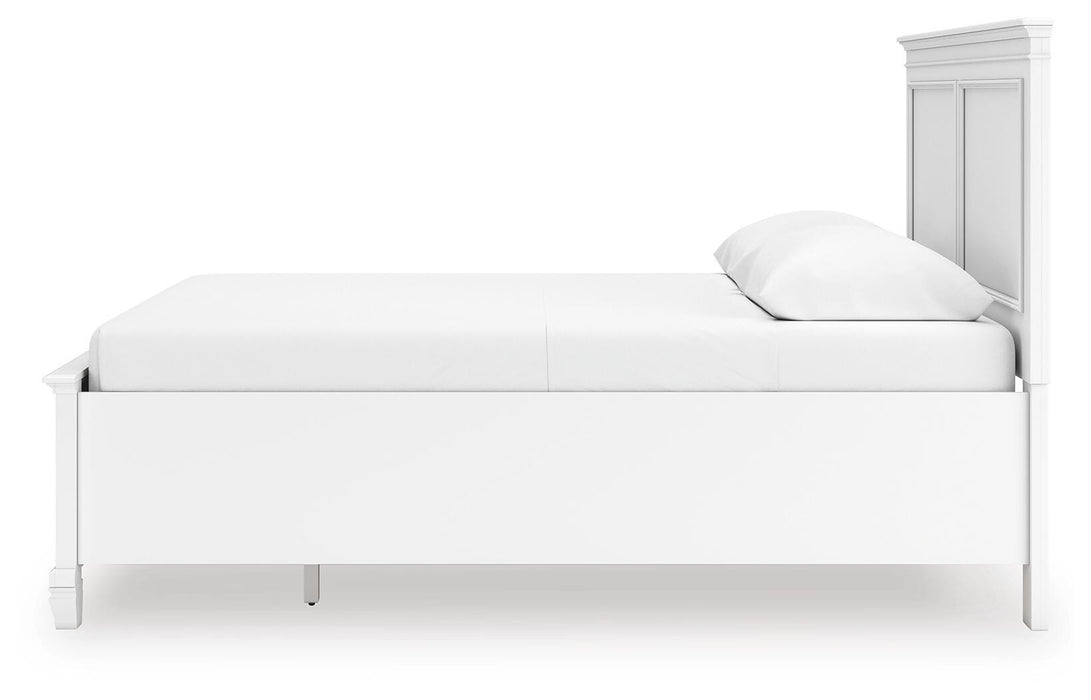 Fortman Queen Panel Storage Bed with Mirrored Dresser