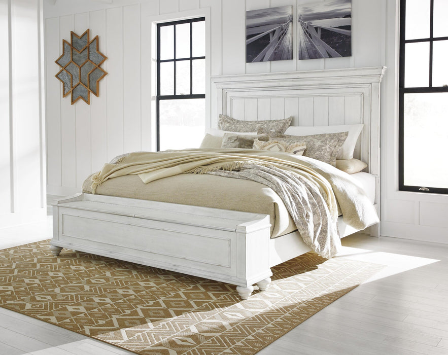 Kanwyn Queen Panel Bed with Storage Bench, Dresser and Mirror