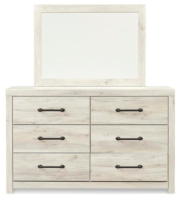Cambeck King Panel Bed with 2 Storage Drawers with Mirrored Dresser, Chest and Nightstand