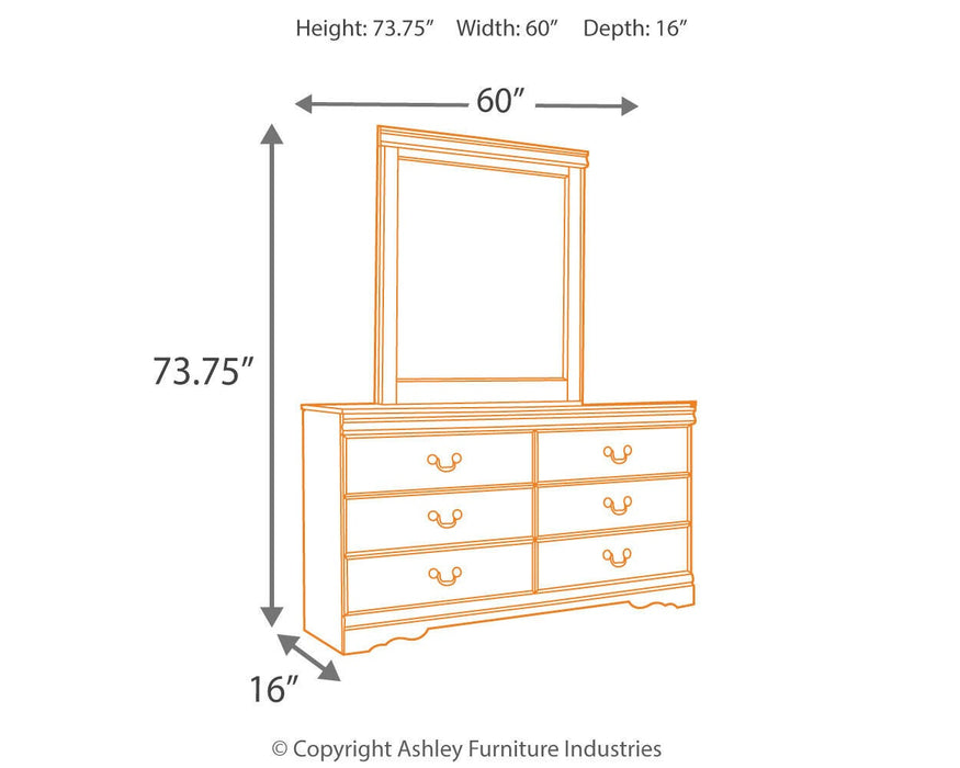 Huey Vineyard Queen Sleigh Headboard Bed with Mirrored Dresser