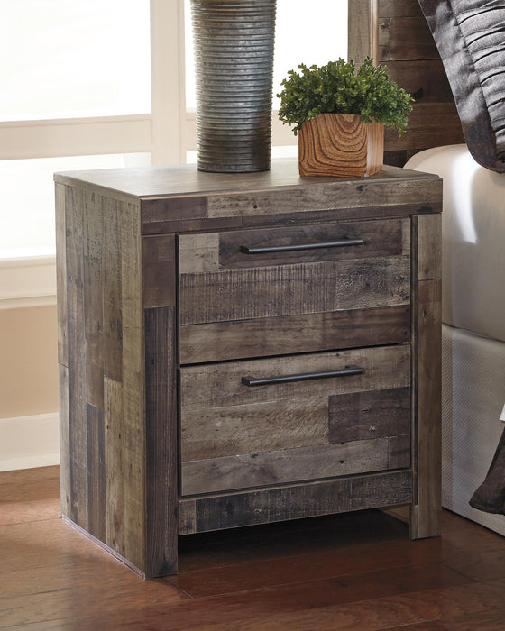 Derekson Full Panel Headboard Bed with Mirrored Dresser, Chest and Nightstand