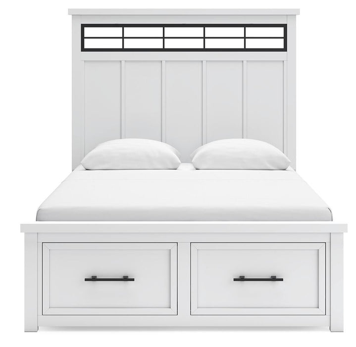 Ashbryn Queen Panel Storage Bed, Dresser, Mirror and Nightstand