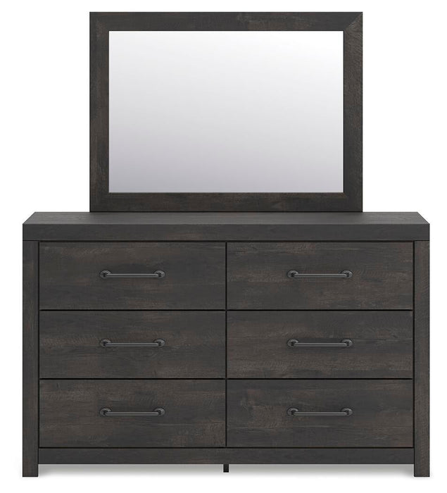 Delmorta King Panel Bed, Dresser and Mirror