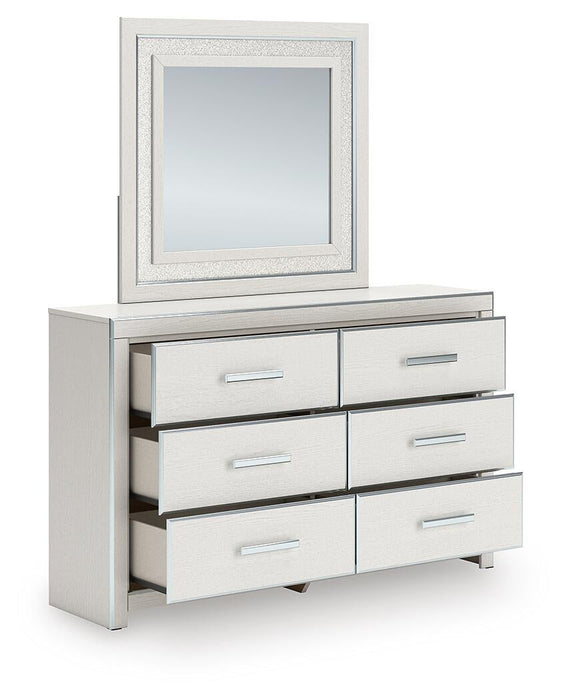 Birmonton King Upholstered Panel Platform Storage Bed, Dresser, Mirror and Nightstand