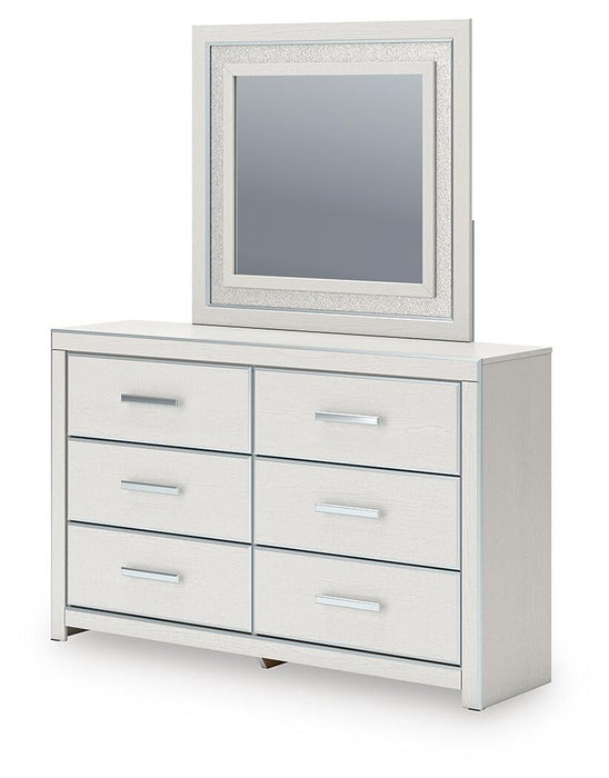 Birmonton California King Upholstered Bed, Dresser, Mirror and Nightstand