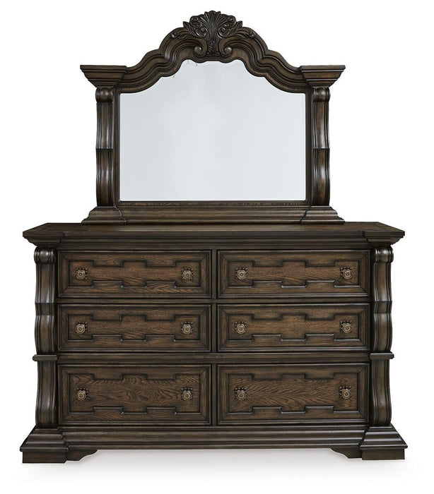 Maylee Queen Canopy Bed, Dresser and Mirror