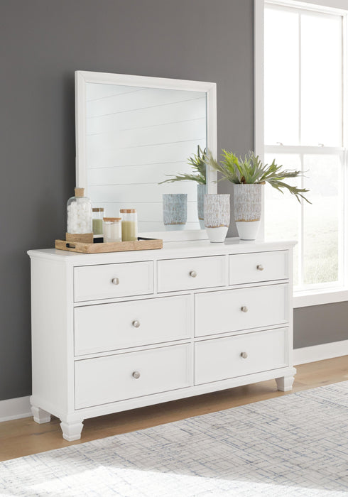 Fortman Queen Panel Storage Bed with Mirrored Dresser and Nightstand