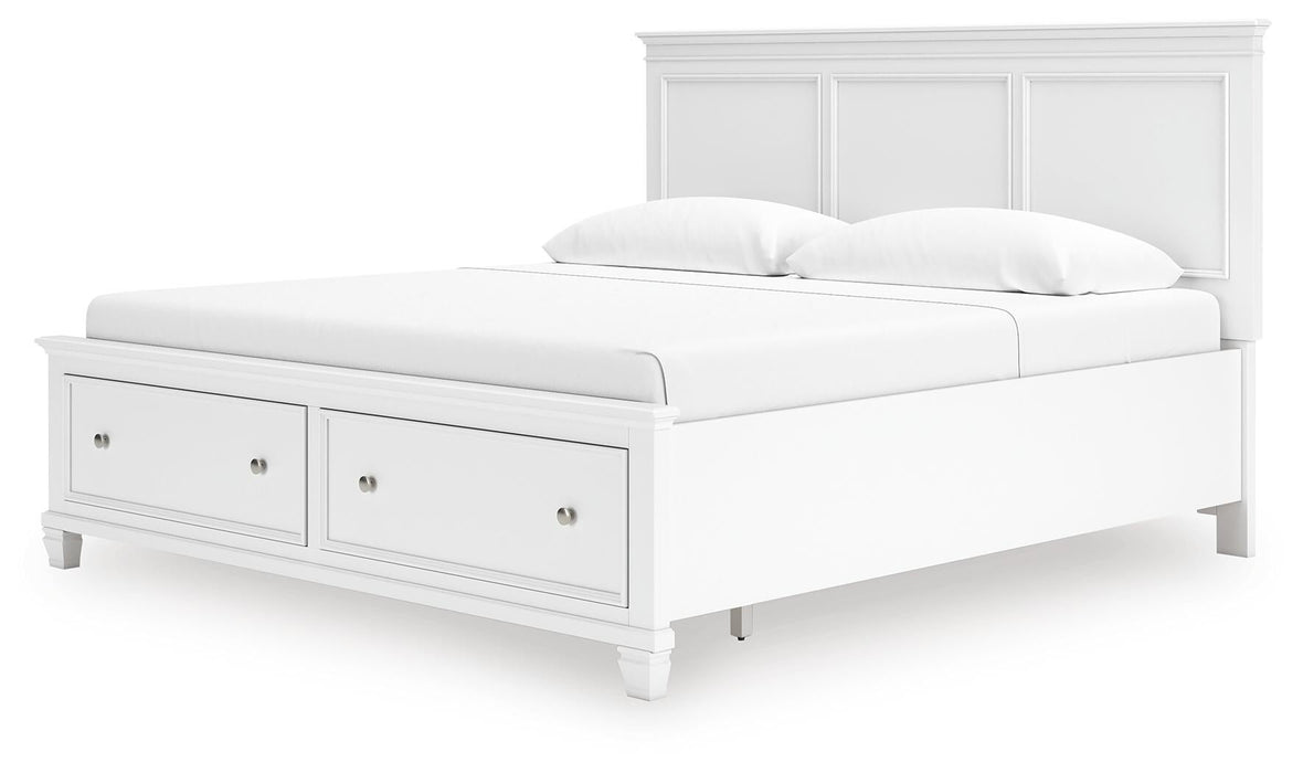 Fortman King Panel Storage Bed with Mirrored Dresser