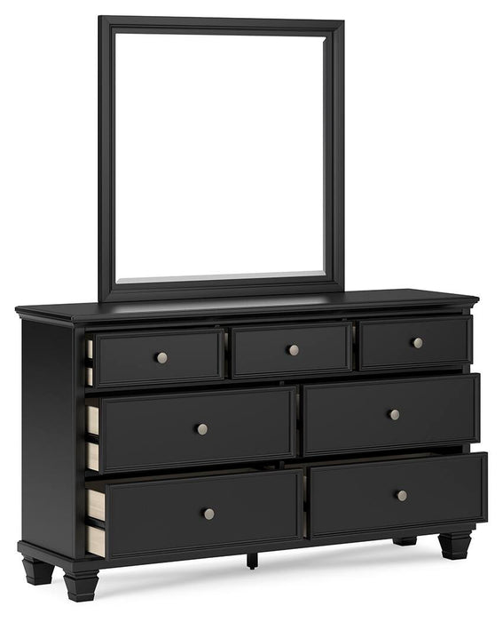 Lanolee King Panel Storage Bed, Dresser and Mirror